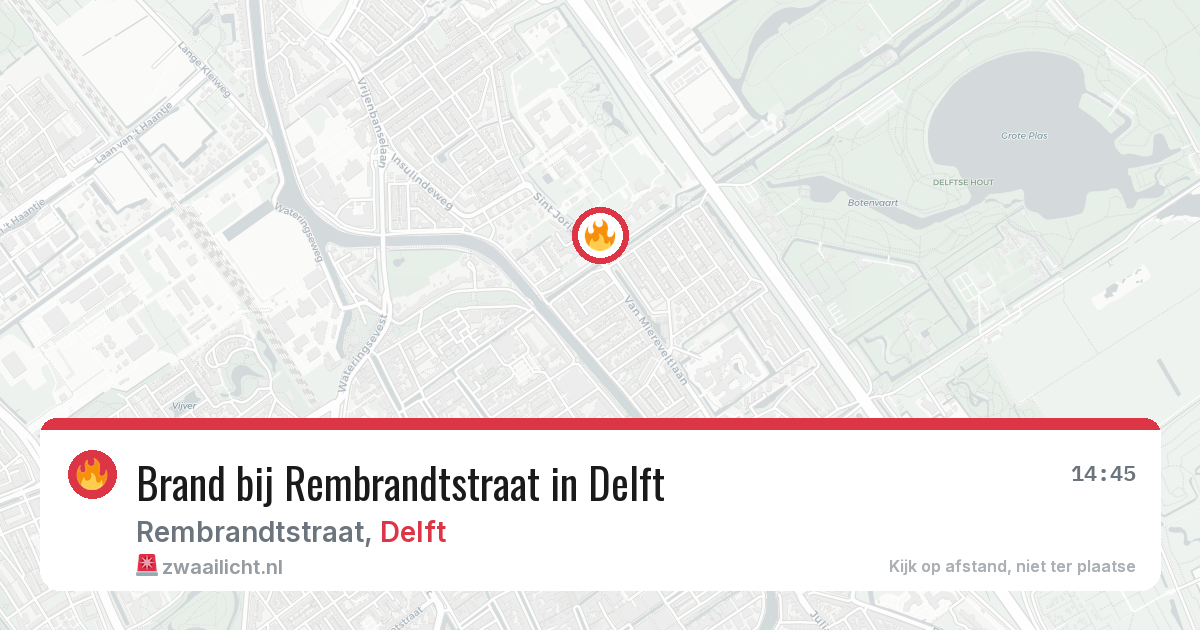 Brand bij Rembrandtstraat in Delft — 4 aug 2026