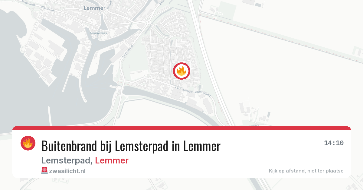 Buitenbrand bij Lemsterpad in Lemmer — 14 jun 2026