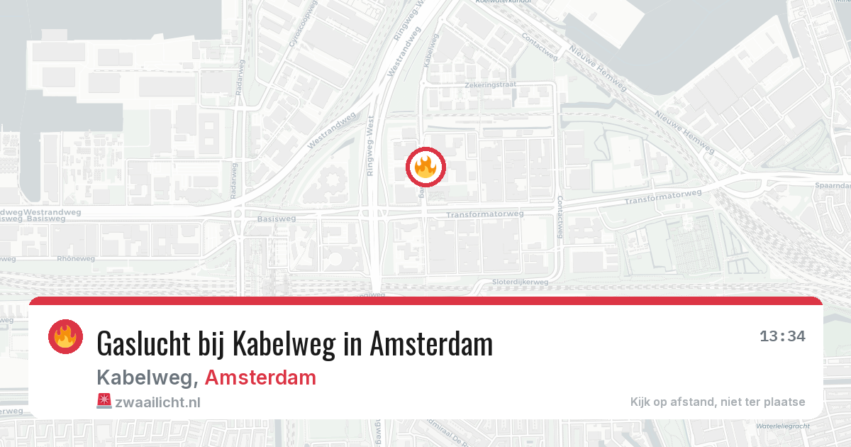 Gaslucht bij Kabelweg in Amsterdam — 31 mrt 2026