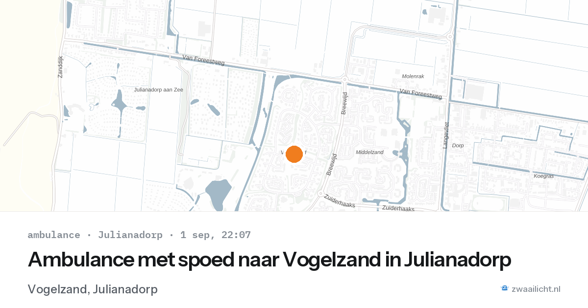 Ambulance met spoed naar Vogelzand in Julianadorp — 1 sep 2026
