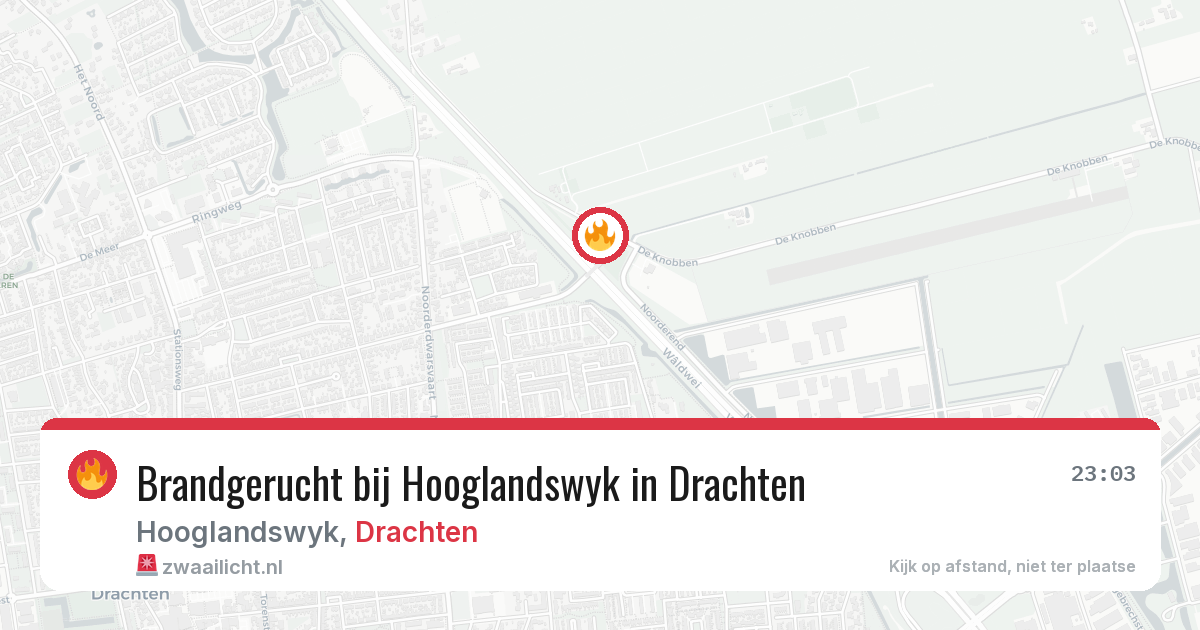 Brandgerucht bij Hooglandswyk in Drachten — 1 jul 2026