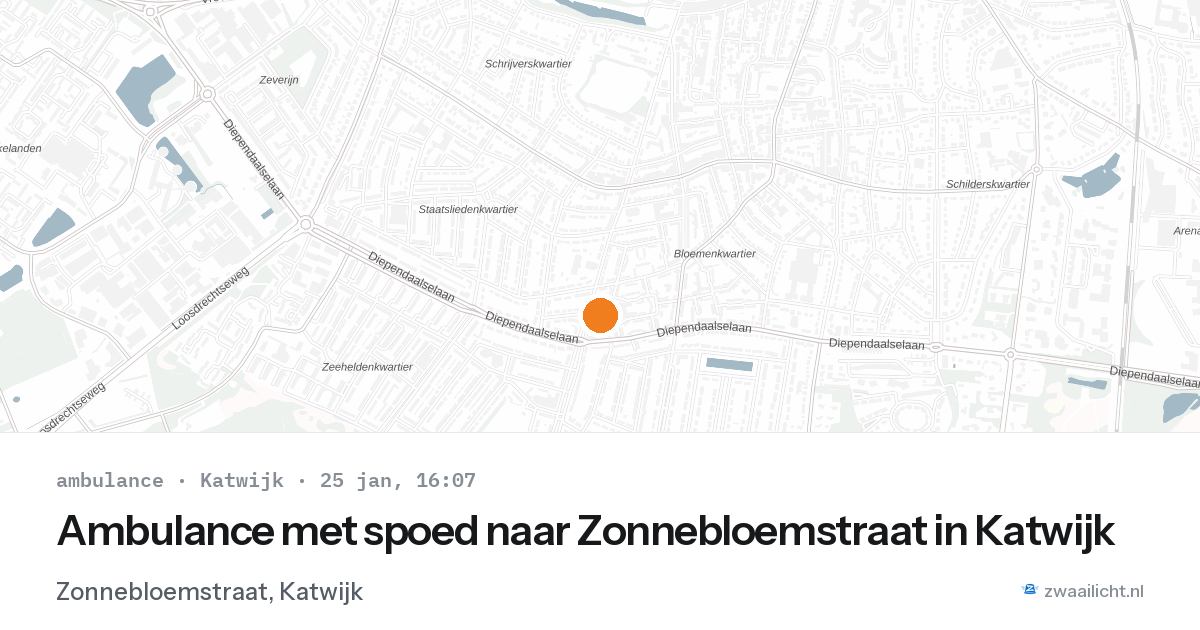 Ambulance met spoed naar Zonnebloemstraat in Katwijk — 25 jan 2026