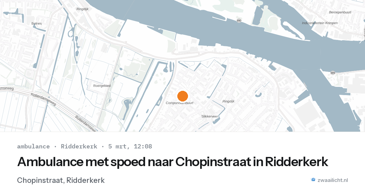 Ambulance met spoed naar Chopinstraat in Ridderkerk — 5 mrt 2026