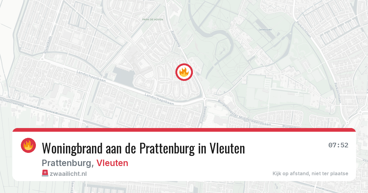 Woningbrand aan de Prattenburg in Vleuten — 13 jun 2026