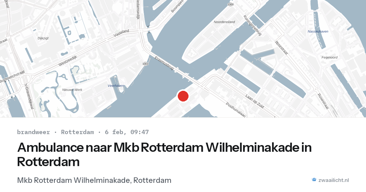 Ambulance naar Mkb Rotterdam Wilhelminakade in Rotterdam — 6 feb 2026