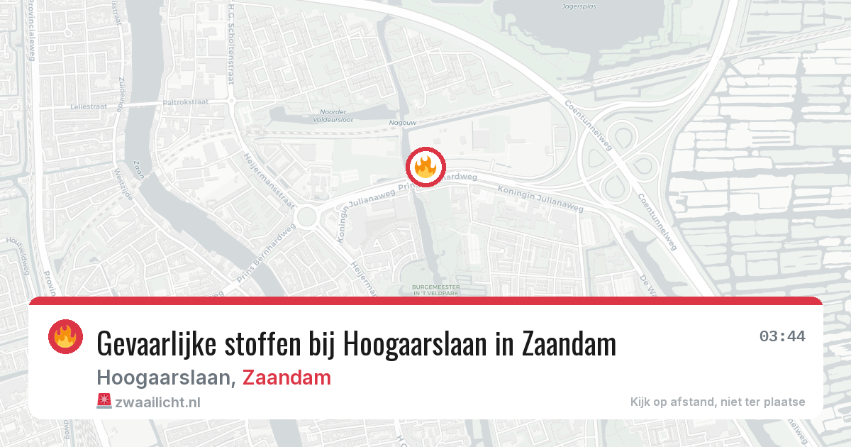 Gevaarlijke stoffen bij Hoogaarslaan in Zaandam — 29 jul 2026