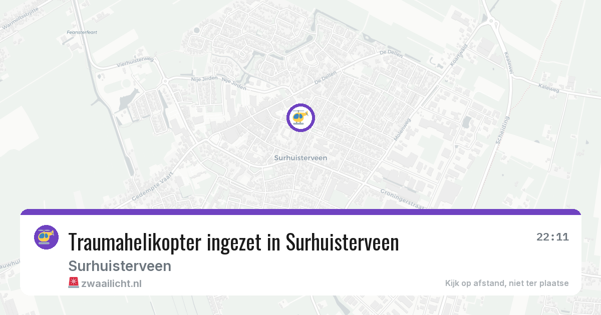 Traumahelikopter ingezet in Surhuisterveen — 21 jul 2026 | 🚨 Zwaailicht.nl