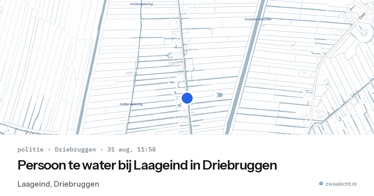 Persoon te water bij Laageind in Driebruggen — 31 aug 2026