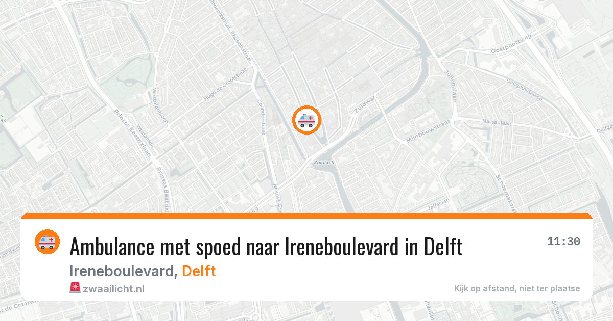 Ambulance met spoed naar Ireneboulevard in Delft — 10 aug 2026