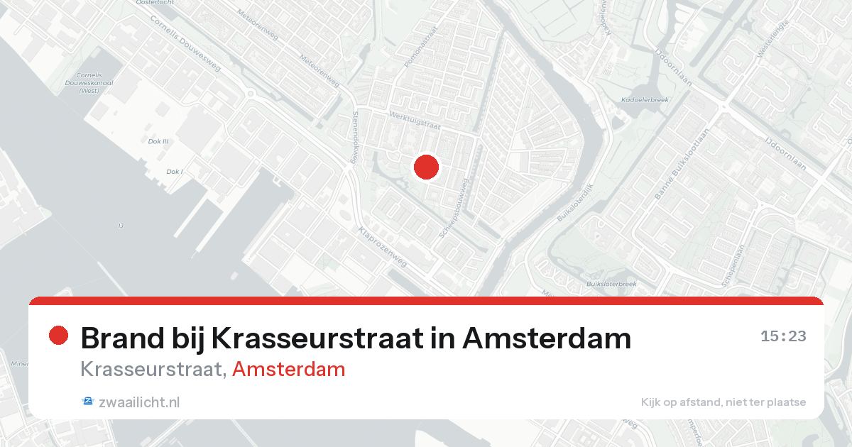 Brand bij Krasseurstraat in Amsterdam — 16 aug 2026