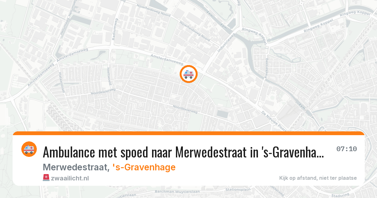 Ambulance met spoed naar Merwedestraat in 's-Gravenhage — 20 mrt 2026