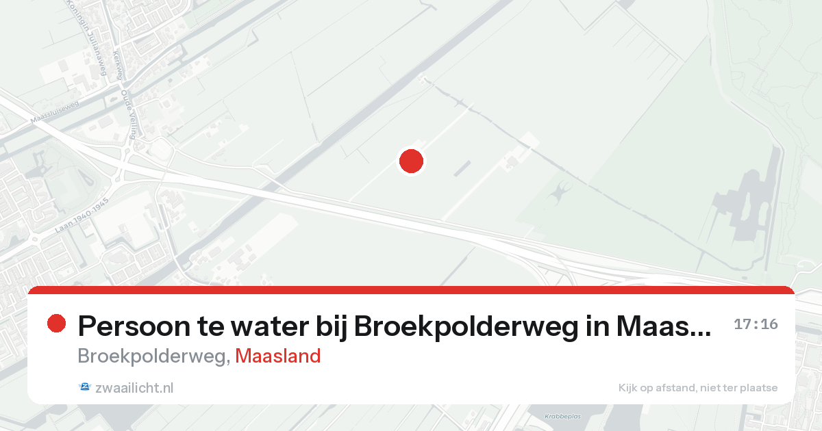 Persoon te water bij Broekpolderweg in Maasland — 25 aug 2026