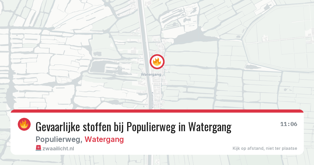 Gevaarlijke stoffen bij Populierweg in Watergang — 7 aug 2026
