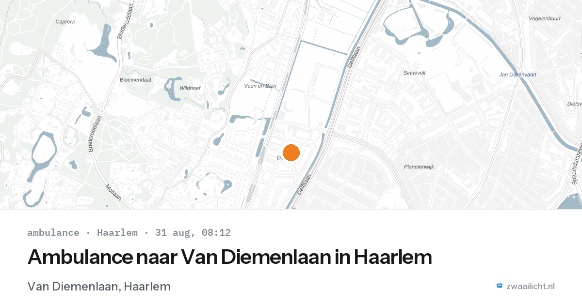 Ambulance naar Van Diemenlaan in Haarlem — 31 aug 2026