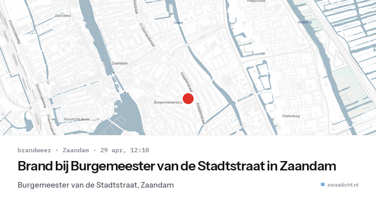 Brand bij Burgemeester van de Stadtstraat in Zaandam — 29 apr 2026