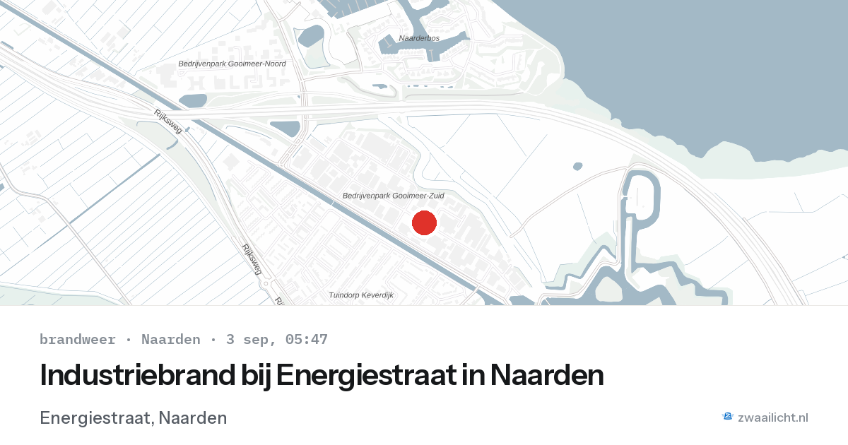 Industriebrand bij Energiestraat in Naarden — 3 sep 2026