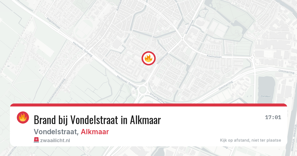 Brand bij Vondelstraat in Alkmaar — 9 aug 2026