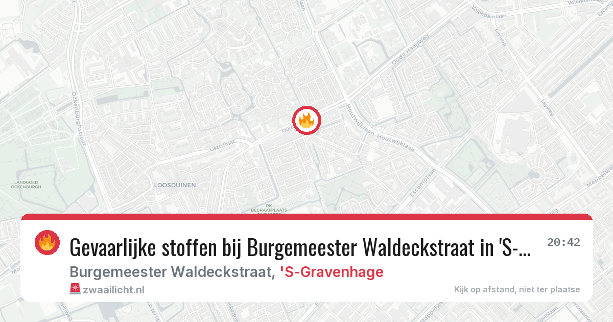 Gevaarlijke stoffen bij Burgemeester Waldeckstraat in 'S-Gravenhage — 21 mrt 2026