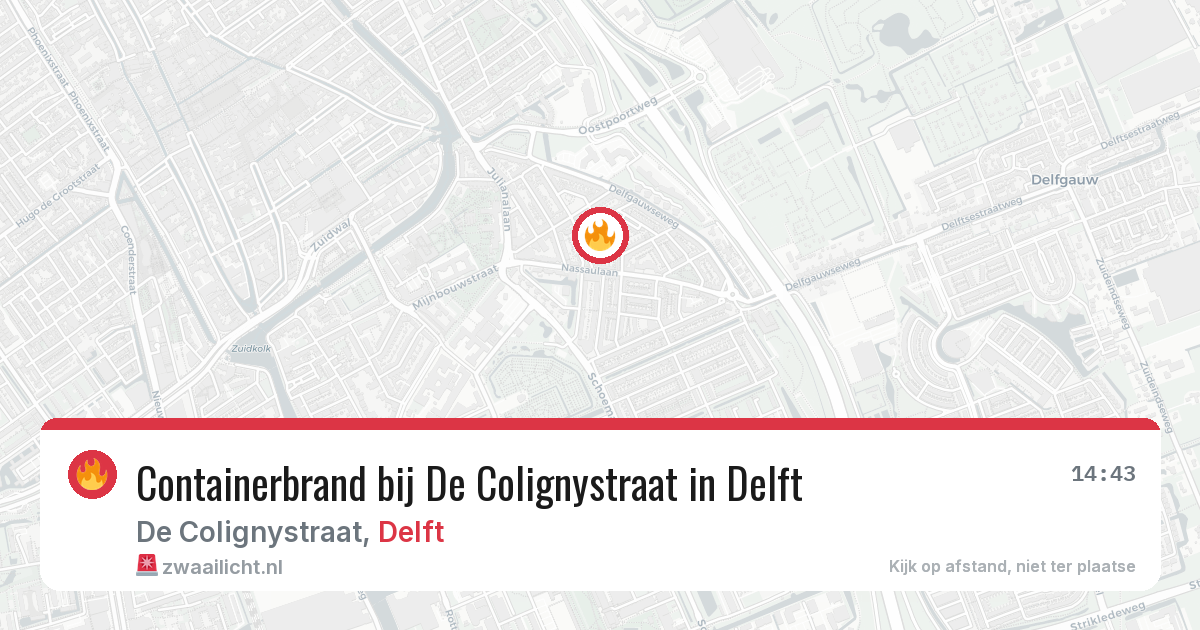 Containerbrand bij De Colignystraat in Delft — 24 jun 2026
