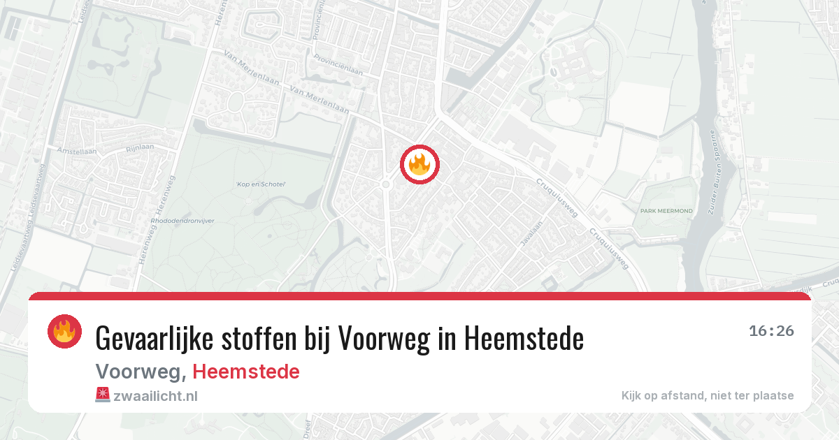 Gevaarlijke stoffen bij Voorweg in Heemstede — 16 jun 2026