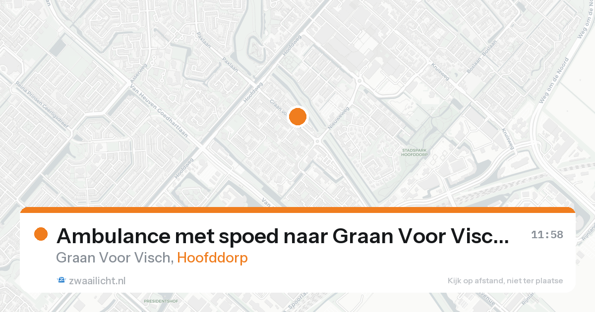Ambulance met spoed naar Graan Voor Visch in Hoofddorp — 21 aug 2026