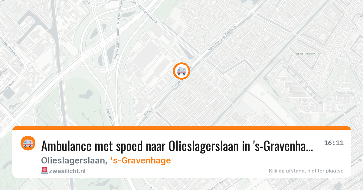 Ambulance met spoed naar Olieslagerslaan in 's-Gravenhage — 15 jun 2026