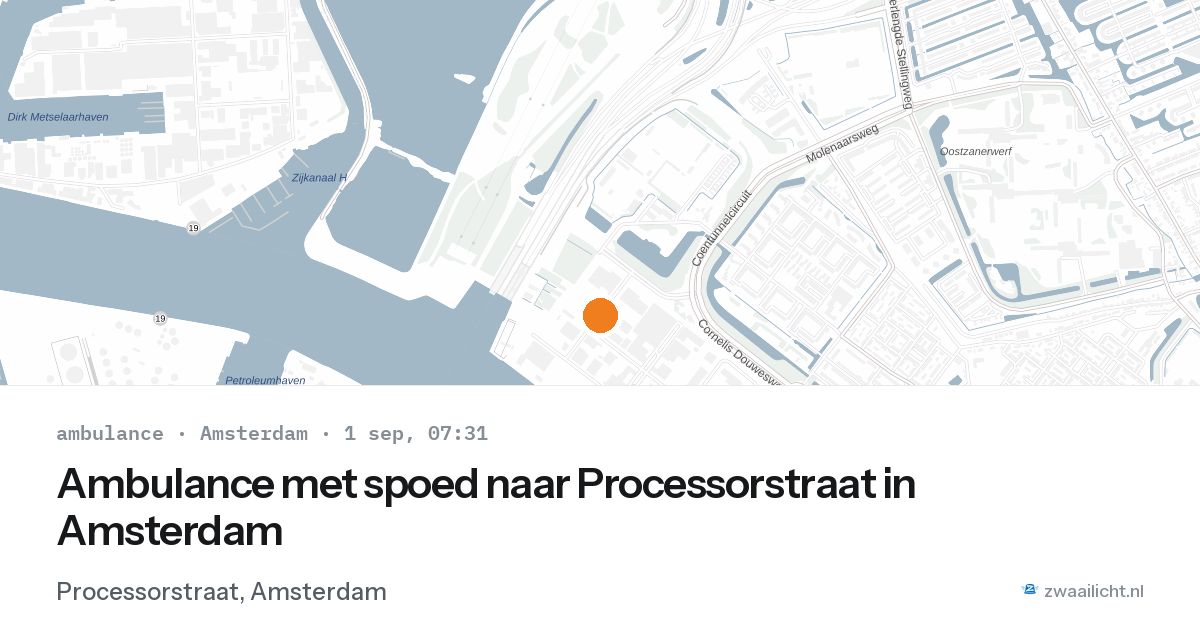 Ambulance met spoed naar Processorstraat in Amsterdam — 1 sep 2026