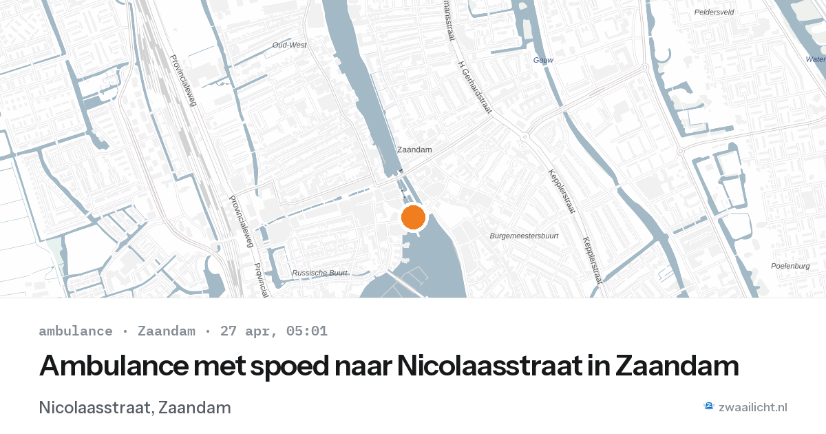 Ambulance met spoed naar Nicolaasstraat in Zaandam — 27 apr 2026
