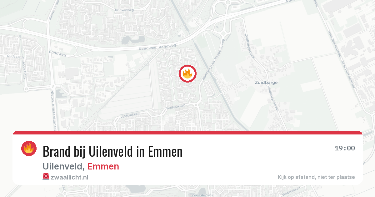 Brand bij Uilenveld in Emmen — 6 aug 2026