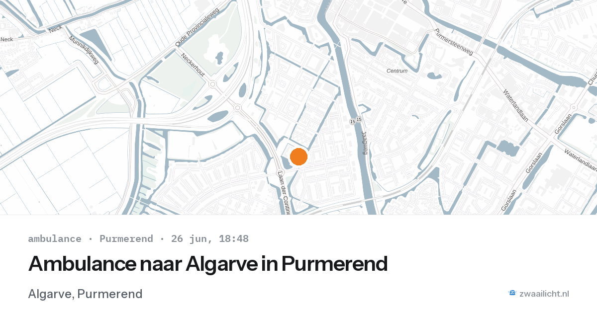 Ambulance naar Algarve in Purmerend — 26 jun 2026