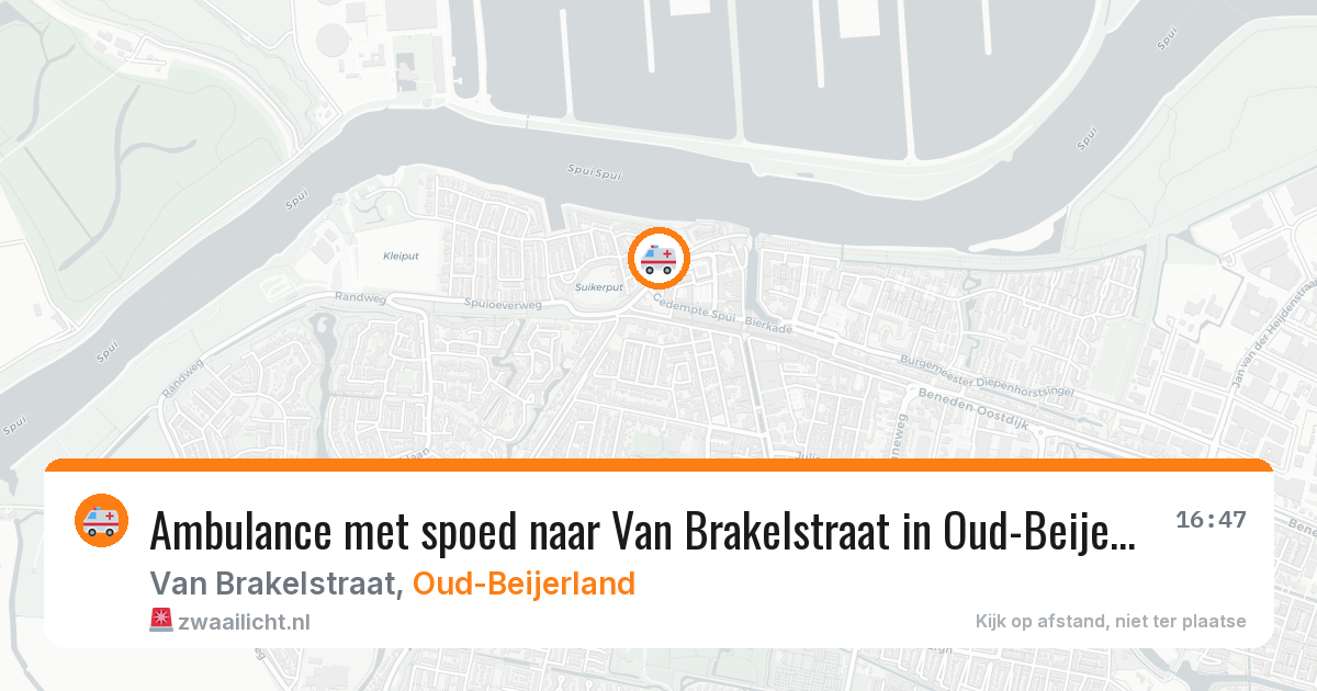 Ambulance met spoed naar Van Brakelstraat in Oud-Beijerland — 1 aug 2026
