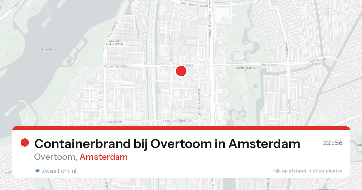 Containerbrand bij Overtoom in Amsterdam — 19 jun 2026