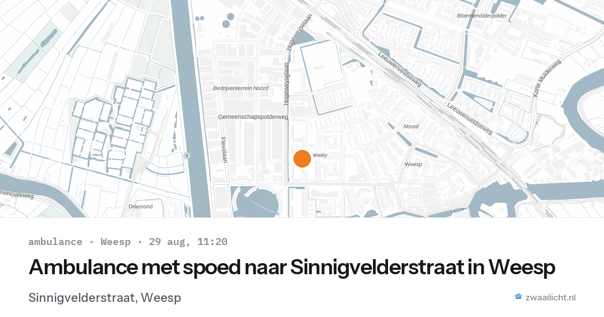 Ambulance met spoed naar Sinnigvelderstraat in Weesp — 29 aug 2026