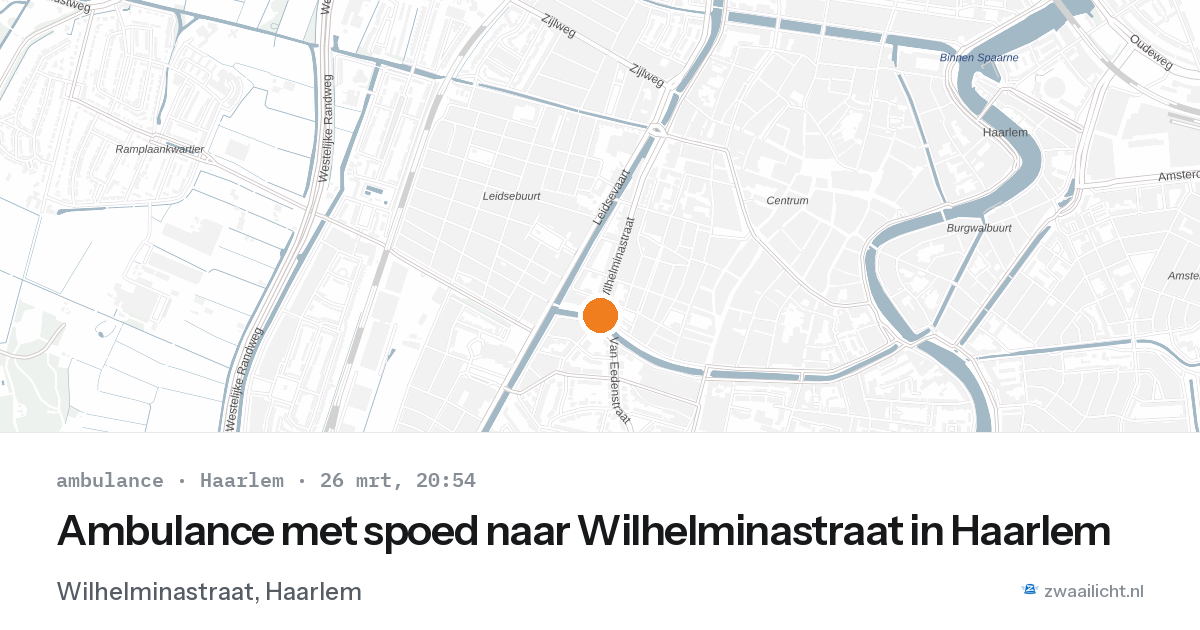 Ambulance met spoed naar Wilhelminastraat in Haarlem — 26 mrt 2026