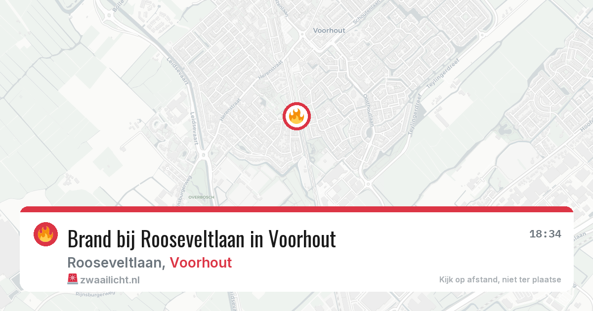 Brand bij Rooseveltlaan in Voorhout — 9 apr 2026