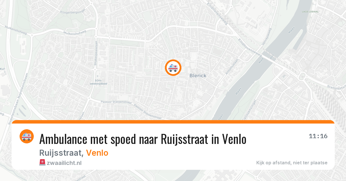 Ambulance met spoed naar Ruijsstraat in Venlo — 7 jun 2026