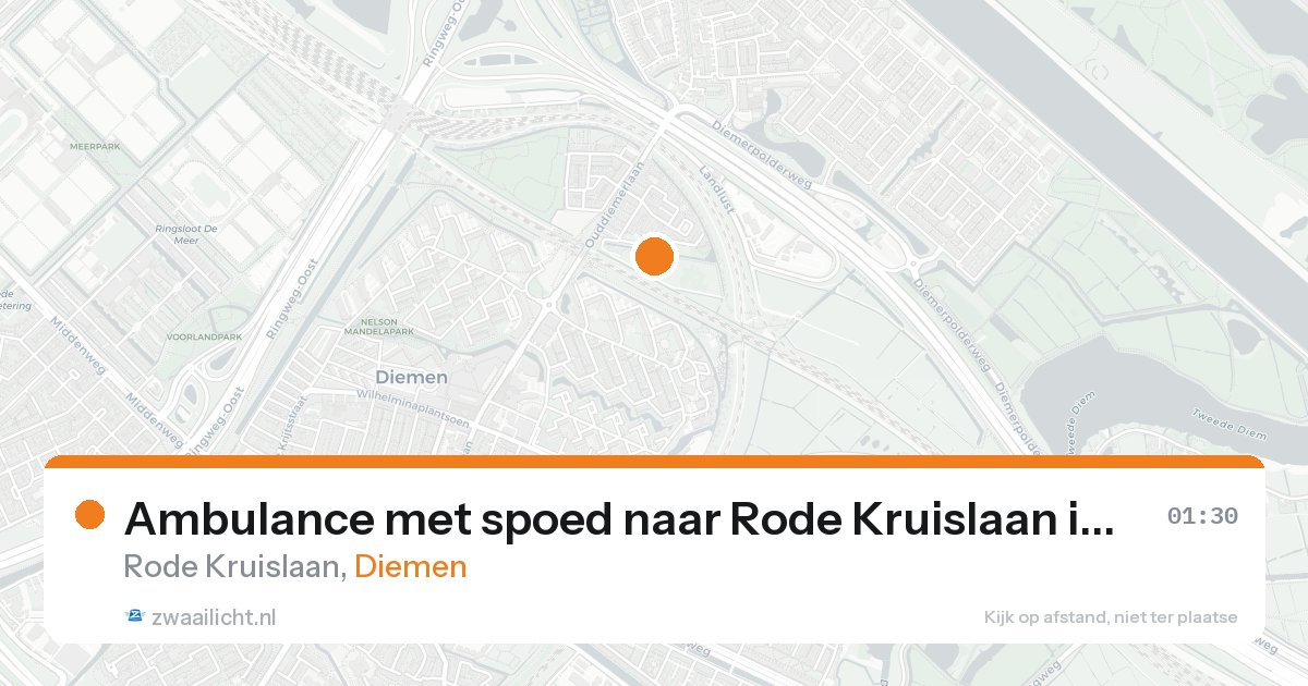 Ambulance met spoed naar Rode Kruislaan in Diemen — 16 aug 2026