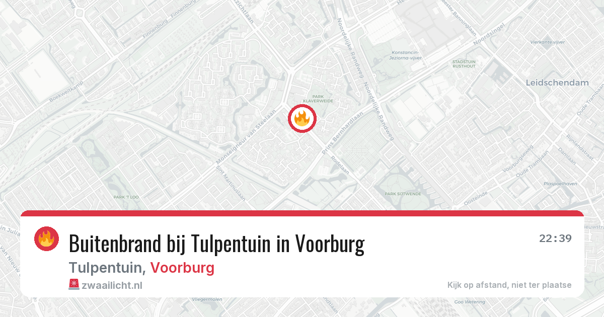Buitenbrand bij Tulpentuin in Voorburg — 17 jul 2026