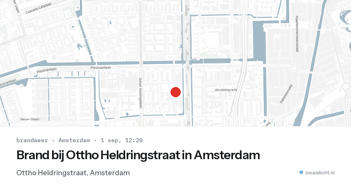 Brand bij Ottho Heldringstraat in Amsterdam — 1 sep 2026