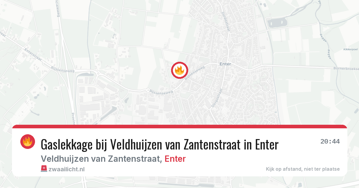 Gaslekkage bij Veldhuijzen van Zantenstraat in Enter — 9 feb 2026
