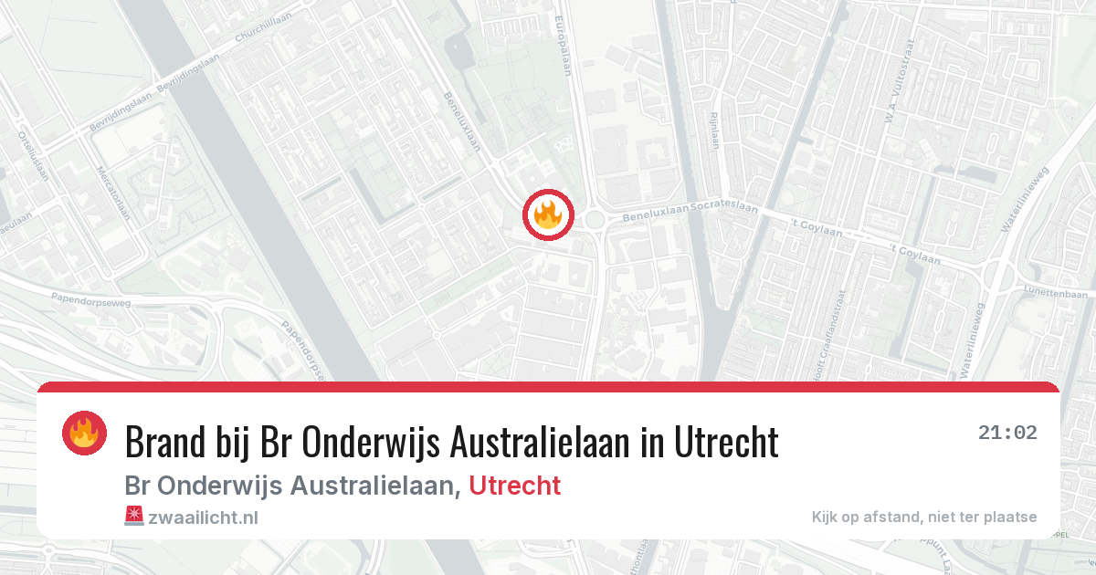 Brand bij Br Onderwijs Australielaan in Utrecht — 21 jun 2026