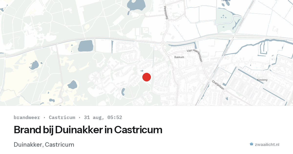 Brand bij Duinakker in Castricum — 31 aug 2026