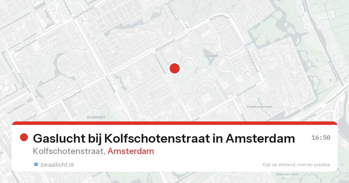 Gaslucht bij Kolfschotenstraat in Amsterdam — 11 jun 2026