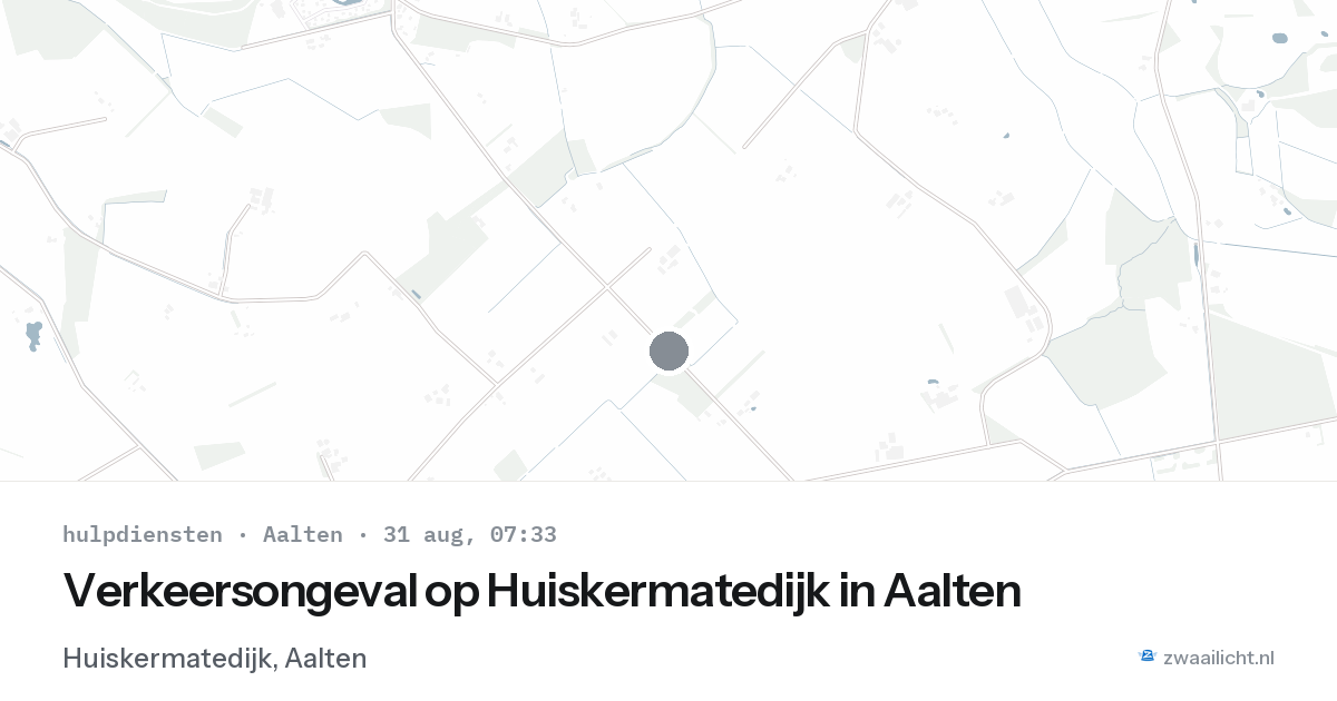 Verkeersongeval op Huiskermatedijk in Aalten — 31 aug 2026