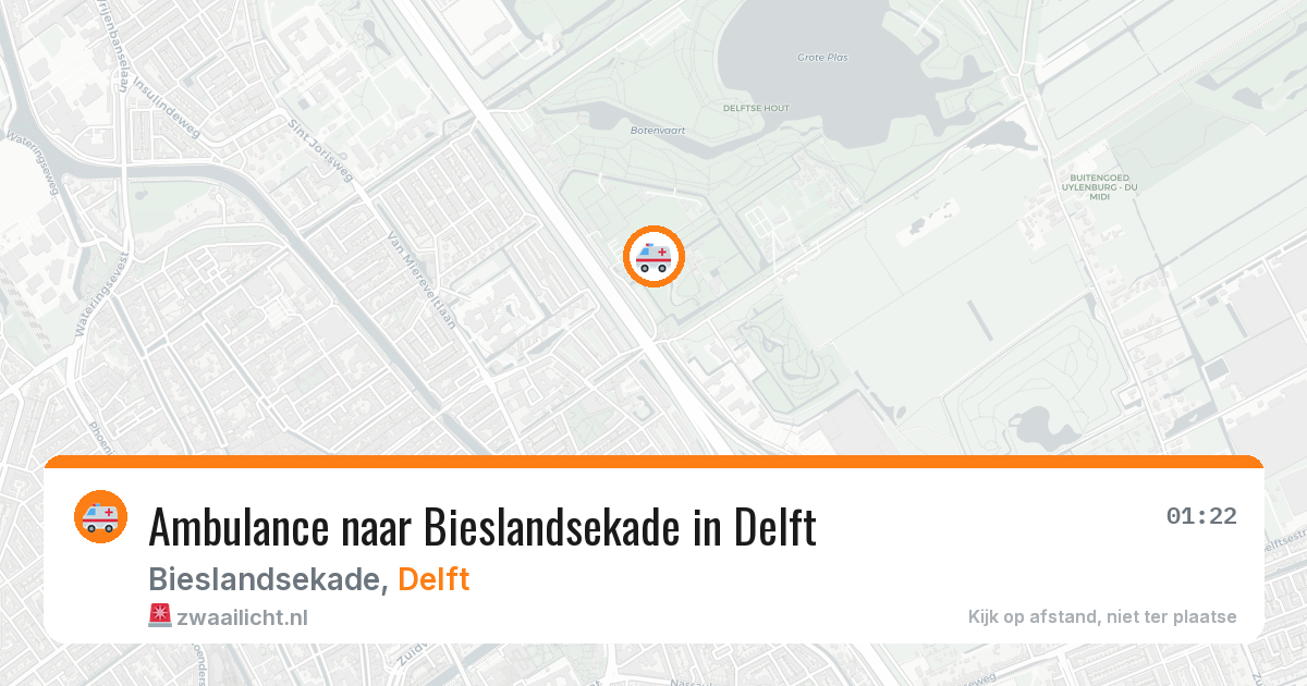Ambulance naar Bieslandsekade in Delft — 8 aug 2026