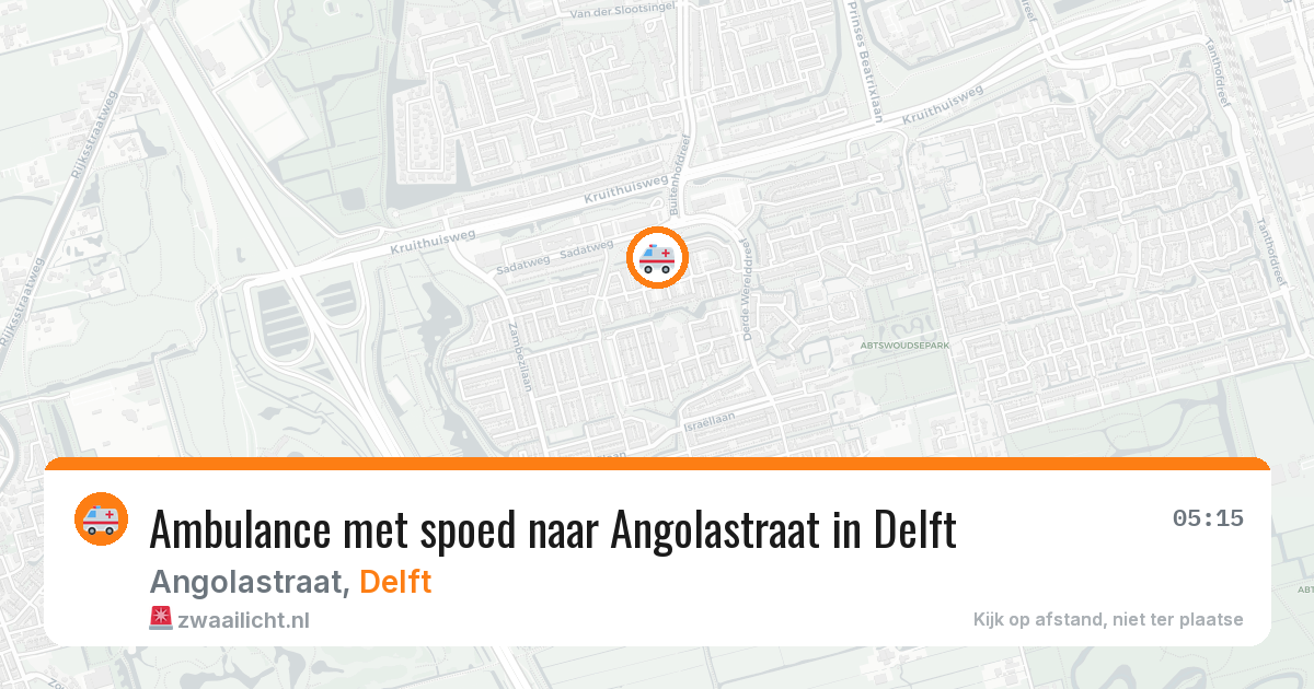 Ambulance met spoed naar Angolastraat in Delft — 5 aug 2026