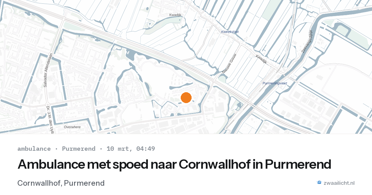 Ambulance met spoed naar Cornwallhof in Purmerend — 10 mrt 2026