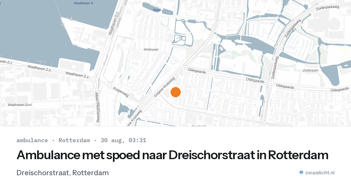 Ambulance met spoed naar Dreischorstraat in Rotterdam — 30 aug 2026
