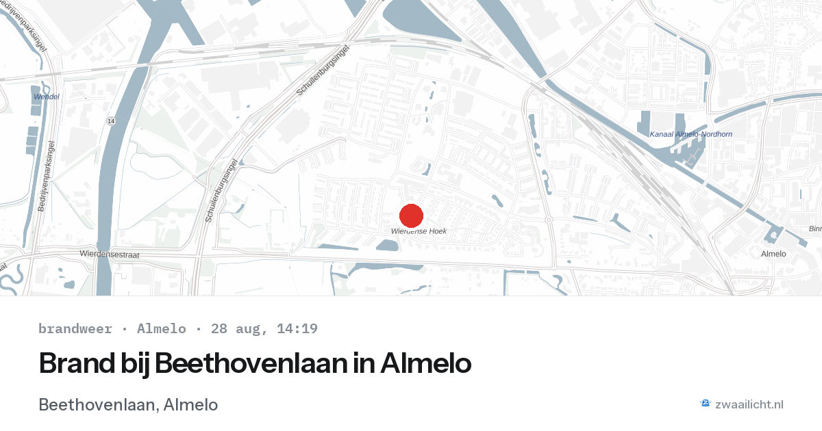 Brand bij Beethovenlaan in Almelo — 28 aug 2026