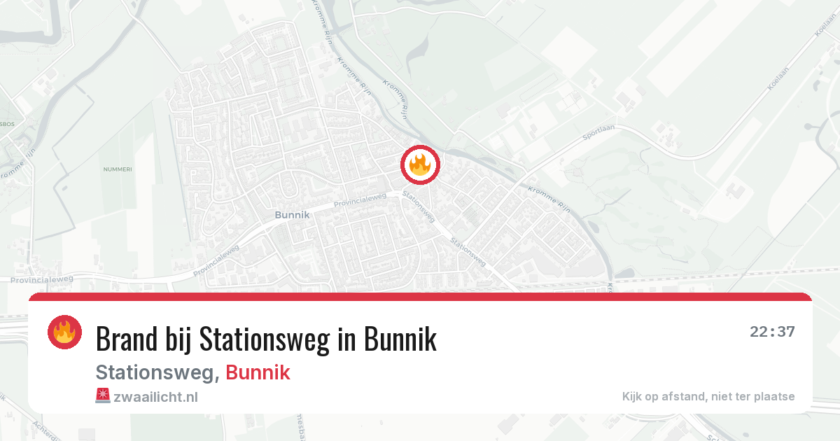 Brand bij Stationsweg in Bunnik — 19 jun 2026